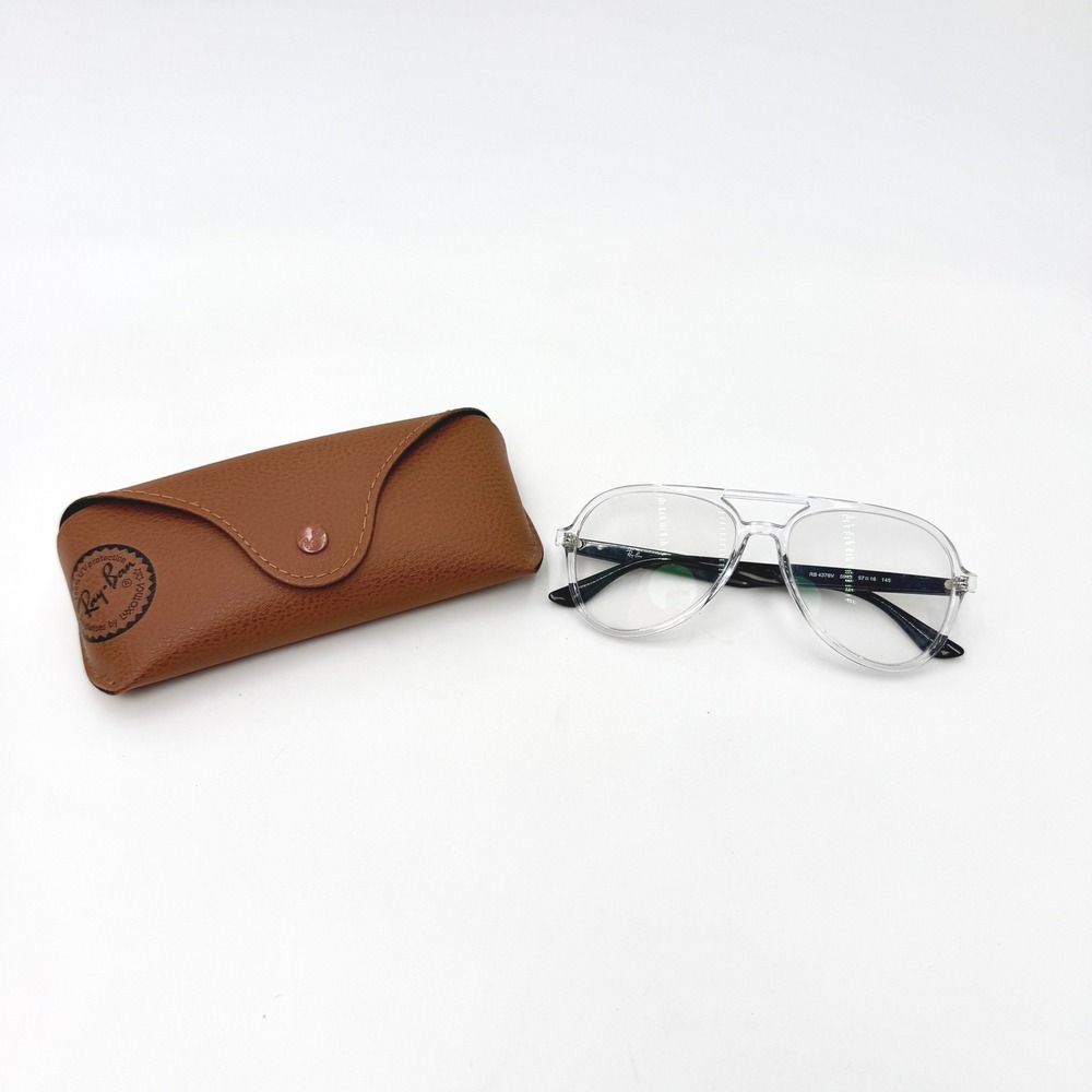 Ray-Ban RB4376V 5943 Transparent on Black Eyeglass Frame 55-16-145 Authentic